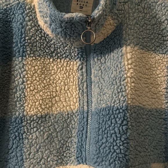 Blue and White Check pullover fleece size large L - cozy and cute! Billabong - Picture 3 of 6